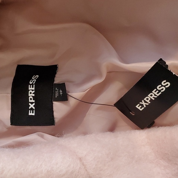 Express- Pink Moto Jacket Soft WOOL Neutral Warm Trendy Coat Mod Size XS - Picture 4 of 5